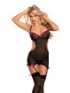 Gorgeous black lace and mesh garter chemise
