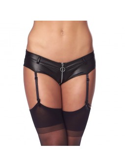 Kinky Black Wet look Hot Pants With Stockings