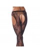 Crotchless Black Fishnet Lace Detail Tights
