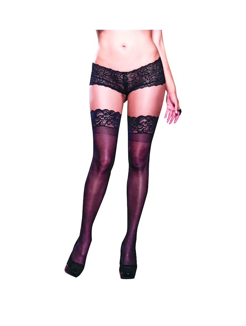 Sheer thigh high stockings with stay up silicone lace top