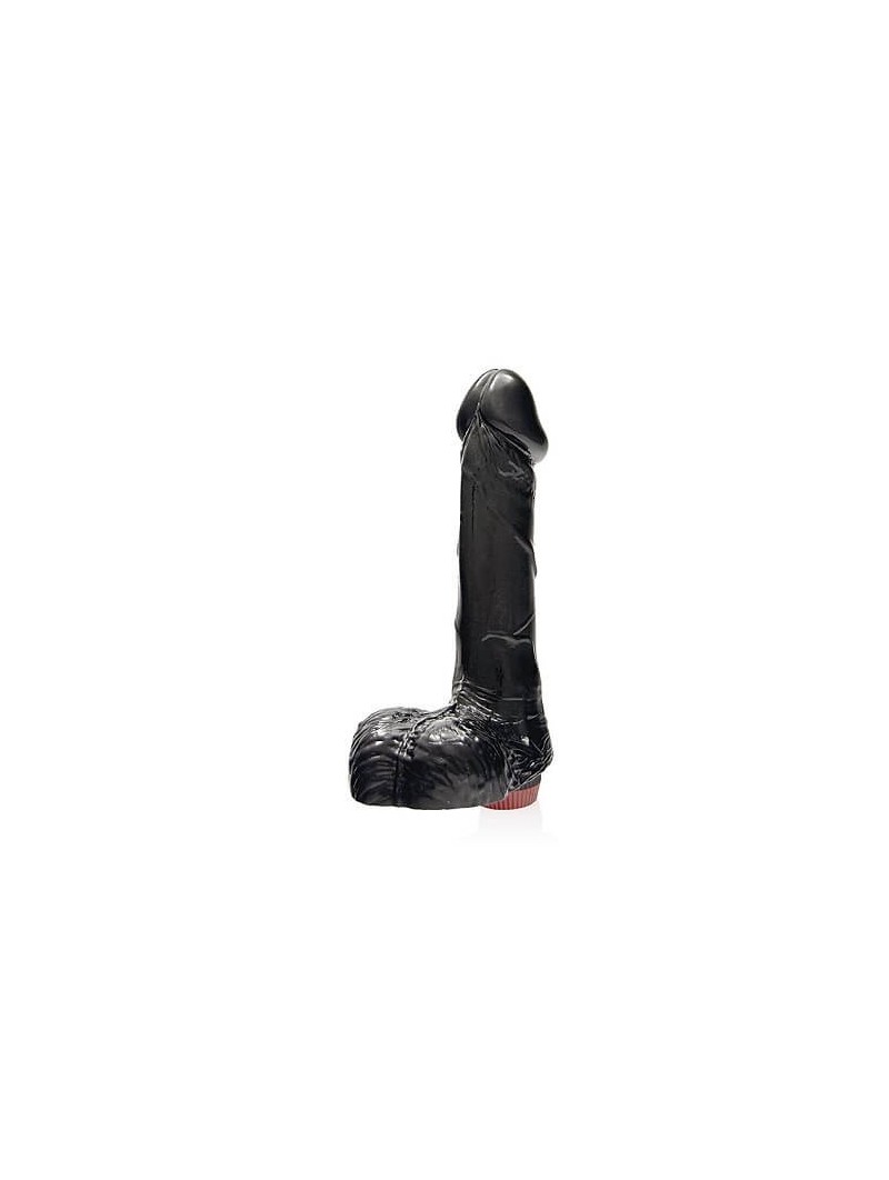 BLACK VIBRATING 7 INCH COCK W/BALLS