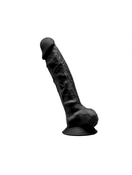 7 INCH REALISTIC SILICONE DUAL DENSITY DILDO WITH BALLS BLACK