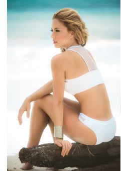 White Fishnet Panel Two Piece Bikini