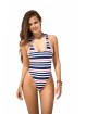 Striped Swimsuit With Contrast Back And Lace-Up Detail