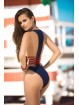Striped Swimsuit With Contrast Back And Lace-Up Detail