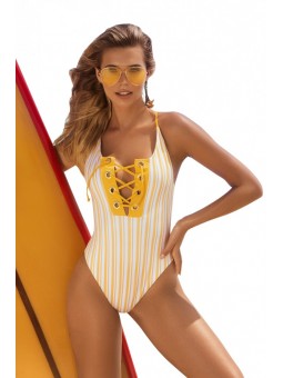 Tuscany Yellow Stripes One Piece Swimsuit