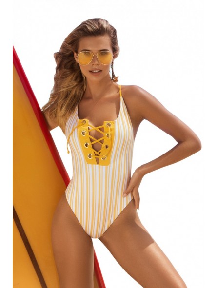 Tuscany Yellow Stripes One Piece Swimsuit Tuscany Yellow Stripes One Piece Swimsuit