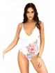 White Flower Print One Piece Swimsuit