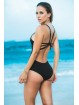 Black Low Neckline One Piece Swimsuit