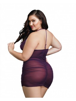 Women's Plus Size Stretch Mesh Chemise with Shirring Details