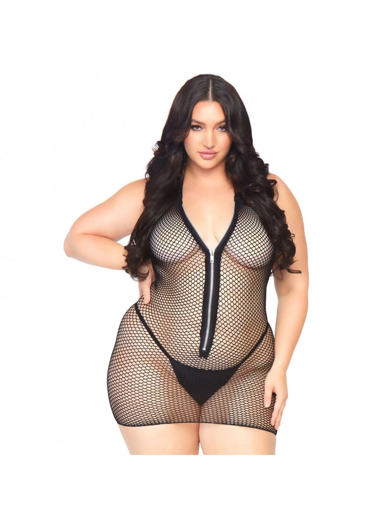 Fishnet Zip Up Dress Plus Size UK 18 to 22