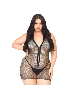 Fishnet Zip Up Dress Plus Size UK 18 to 22