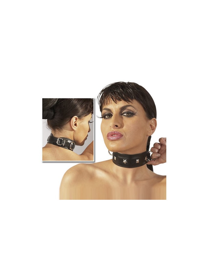 Leather Collar With Stud Detail