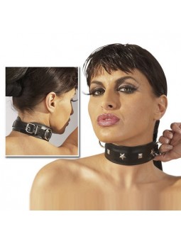 Leather Collar With Stud Detail