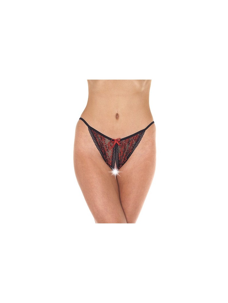 Red And Black Tanga Open Brief