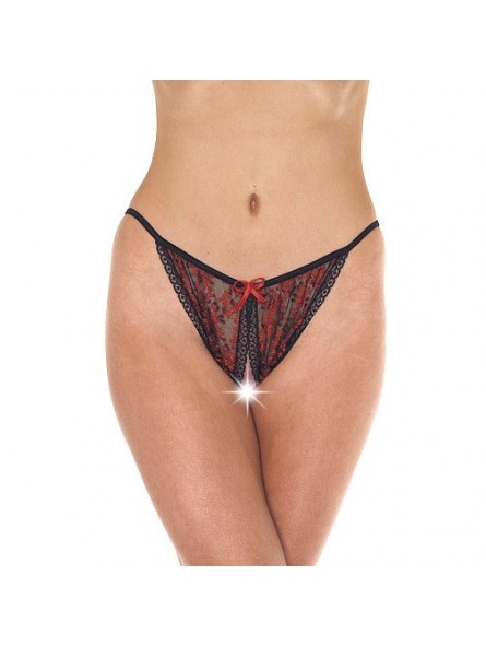 Red And Black Tanga Open Brief