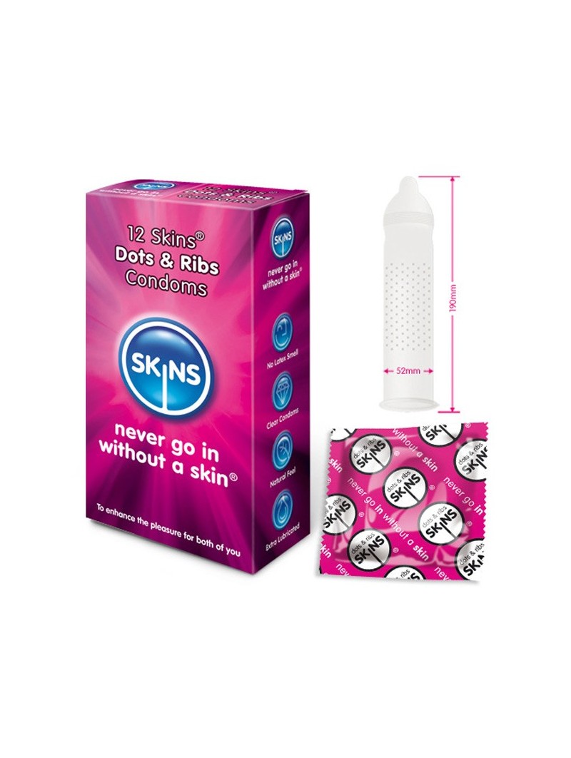 Skins Condoms Dots And Ribs 12 Pack