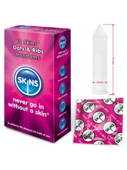 Skins Condoms Dots And Ribs 12 Pack