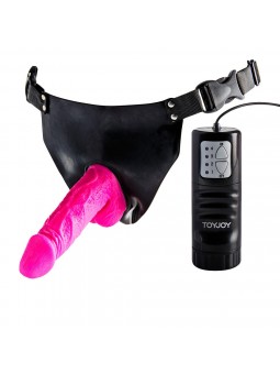 Pink Powergirl Strap On Vibrating Dong