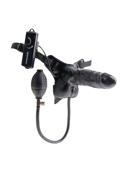 Inflatable Vibrating 6 Inch Strap-On Black Inflatable Vibrating 6 Inch Strap-On Black