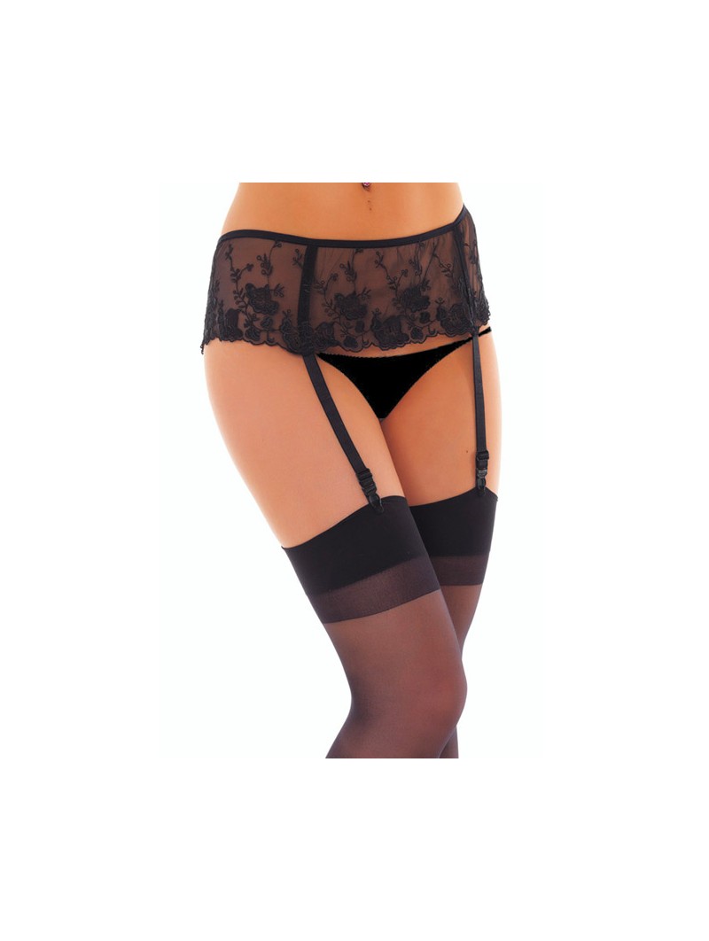 Black Floral Suspender belt And Stockings