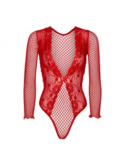 High Cut Deep V Lace And Net Thong Back Teddy
