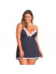 Polka Dot Brushed Babydoll Nightie with Lace Trim