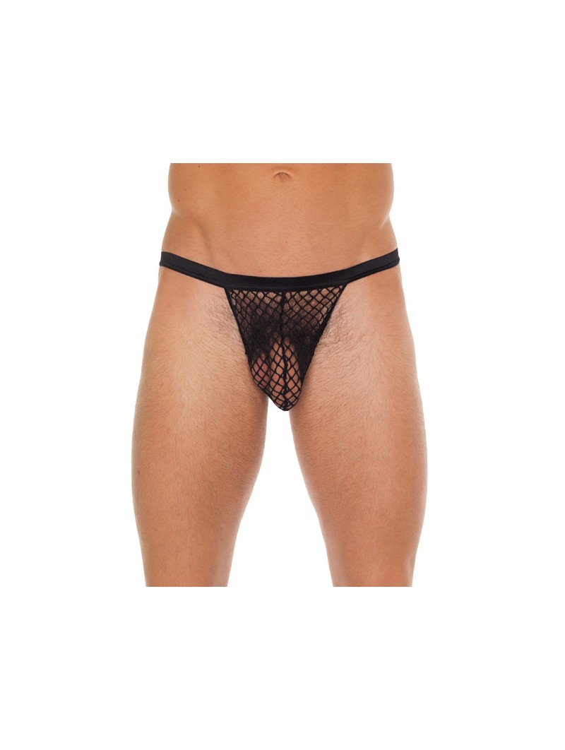 Black G-String With Black Net Pouch