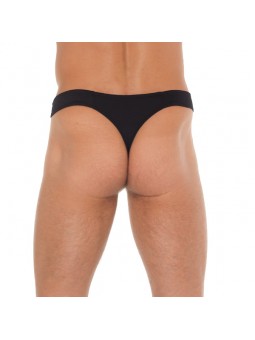Mens Black G-String With Zipper On Pouch