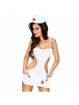 Sexy White nurses outfit with cut out sides and open back